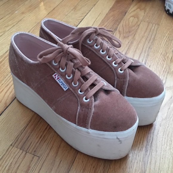 superga velvet platform sneakers